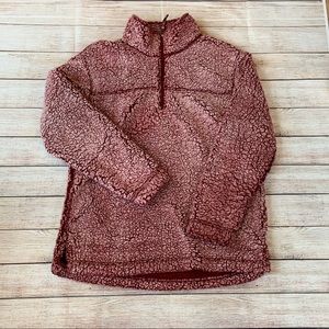 Sherpa jacket in red and blue